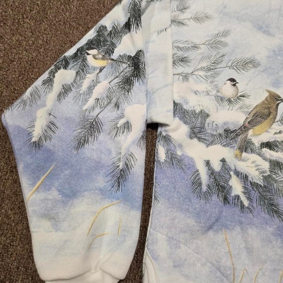 Artisans vintage bird print cardigan winter nature button sweater - Picture 3 of 6